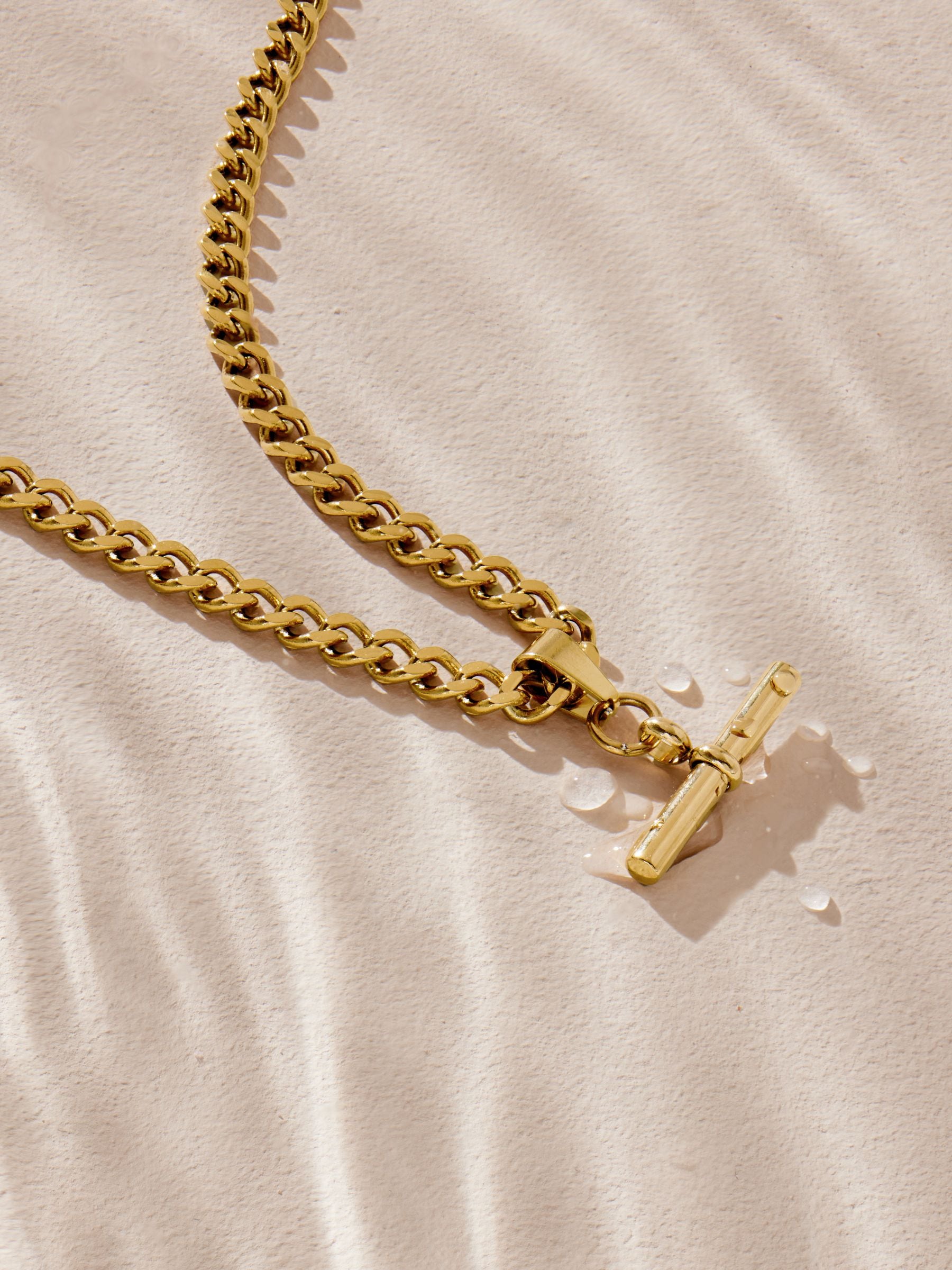 Buy Gold Tone Waterproof Stainless Steel T-Bar Necklace from Next