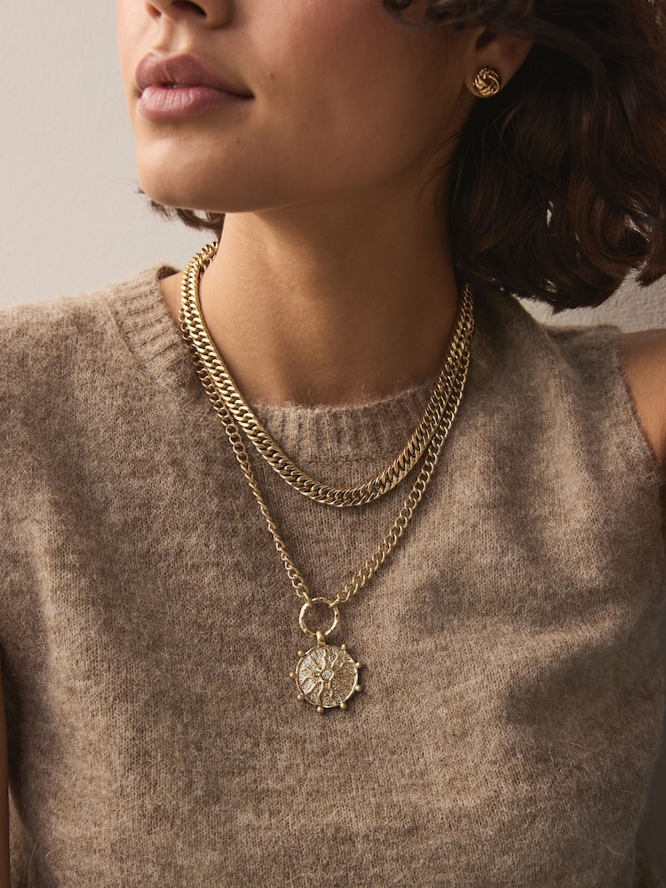 Gold Tone Coin Layer Necklace - Image 1 of 6