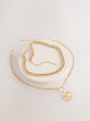Gold Tone Coin Layer Necklace - Image 4 of 6