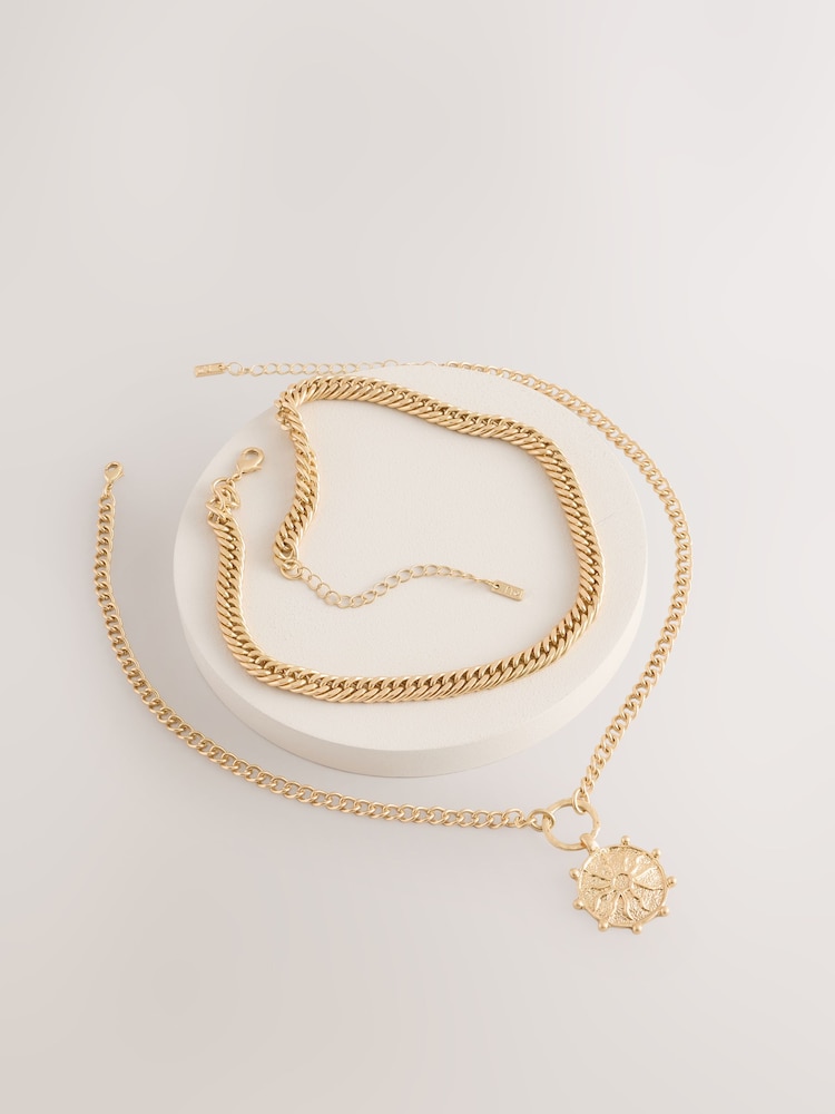 Gold Tone Coin Layer Necklace - Image 4 of 6