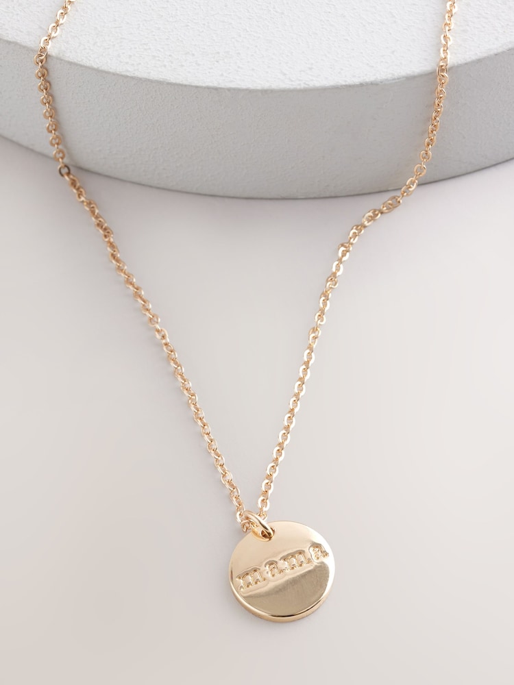 Gold Tone Mama Pendant Necklace - Image 5 of 6