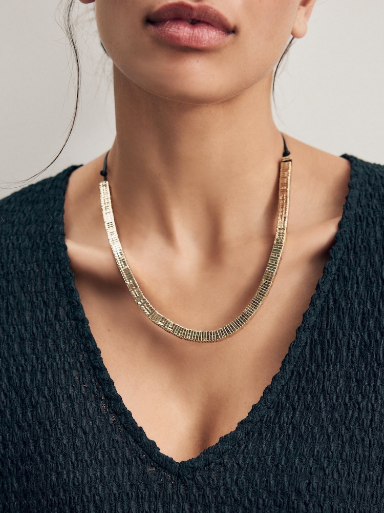 Gold Tone Cord Necklace - Image 2 of 7