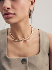 Gold Tone Cross-Over Torque Necklace - Image 1 of 6