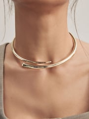 Gold Tone Cross-Over Torque Necklace - Image 4 of 6