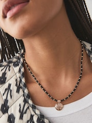 Black Beaded Coin Necklace - Image 2 of 5