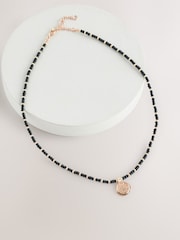 Black Beaded Coin Necklace - Image 3 of 5