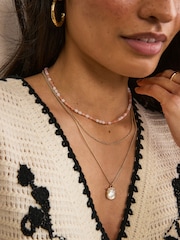 Gold Tone Multi Layer Beaded Necklace - Image 1 of 5