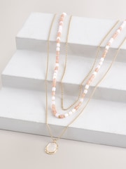 Gold Tone Multi Layer Beaded Necklace - Image 3 of 5