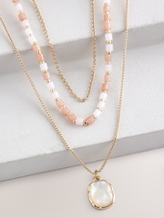 Gold Tone Multi Layer Beaded Necklace - Image 4 of 5