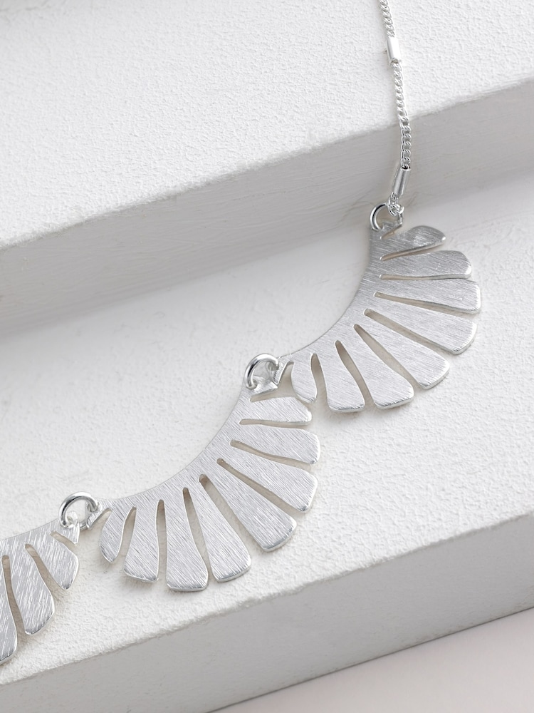 Silver Tone Fan Necklace - Image 2 of 3