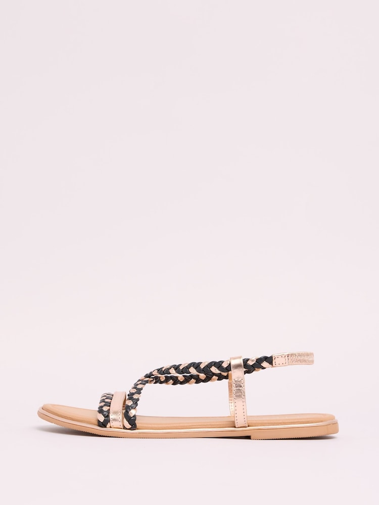 Schwarz - Lipsy Leather Plait Weave Flat Sandals - Bild 5 von 5 Schwarz - Lipsy Leather Plait Weave Flat Sandals - Bild 5 von 5