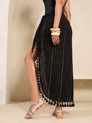 Lipsy Black Standard Fit Leather Plait Weave Flat Sandals - Image 4 of 5