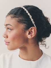 White Pearl Effect Twist Headband - Image 2 of 6