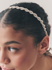 White Pearl Effect Twist Headband - Image 3 of 6