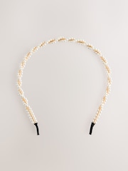White Pearl Effect Twist Headband - Image 4 of 6