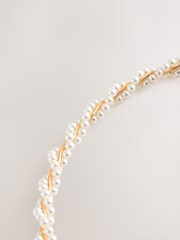 White Pearl Effect Twist Headband - Image 5 of 6