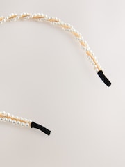 White Pearl Effect Twist Headband - Image 6 of 6
