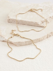 Gold Tone Stainless Steel 2 Row Anklet - Image 1 of 4