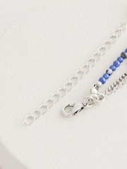 Blue/Silver Tone Beaded 3 Layer Anklet - Image 5 of 6