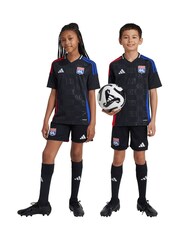 adidas Black Olympique Lyon Away Shorts 2024-25 Kids - Image 1 of 1