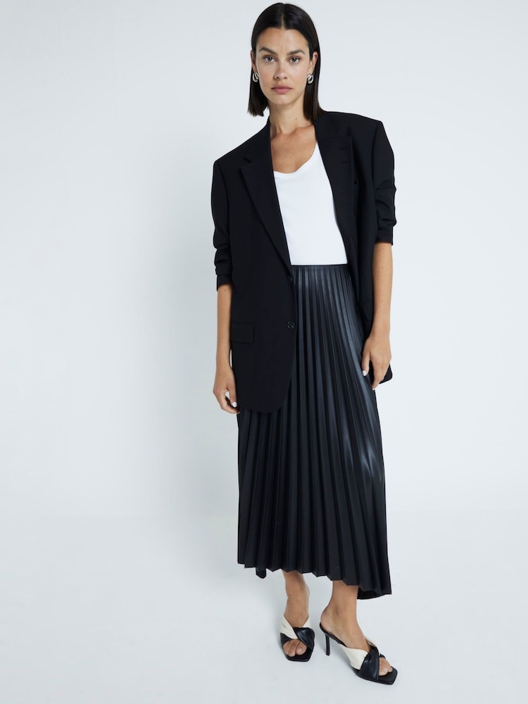 River Island Black Pleated Midi Skirt - Image 1 of 4