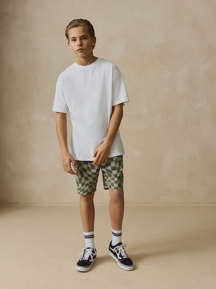 Khaki Green Checkerboard Single Pull-On Shorts (3-16yrs) - Image 2 of 9