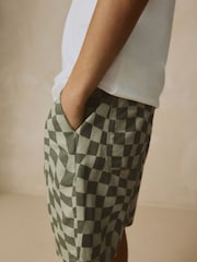 Khaki Green Checkerboard Single Pull-On Shorts (3-16yrs) - Image 4 of 9