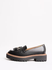 Lipsy Black Wide Fit Chunky Faux Leather Snaffle Trim Detail Faux Leather Loafers - Image 5 of 5
