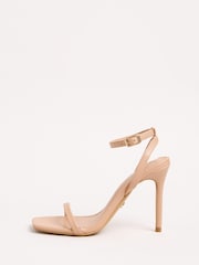 Lipsy Nude High Multi Strap Minimal Faux Leather Sandals - Image 5 of 5