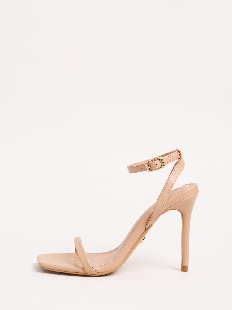 Lipsy Nude High Multi Strap Minimal Faux Leather Sandals - Image 5 of 5