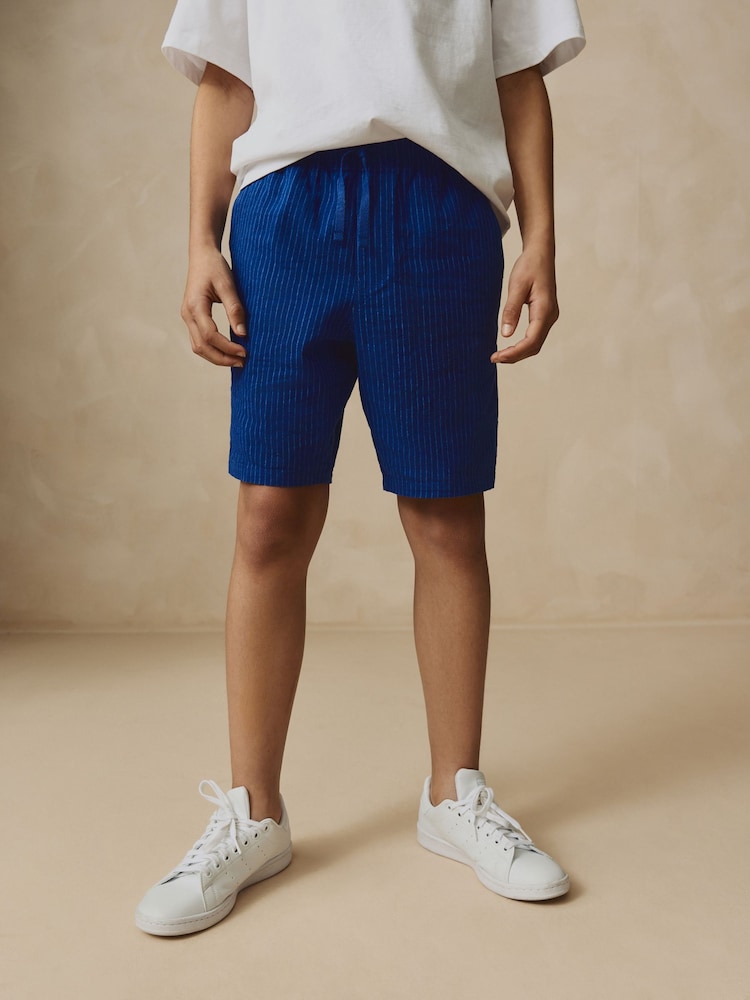 De rayas azul marino - Linen Blend Pull-On Shorts (3-16yrs) - Imagen 1 de 8