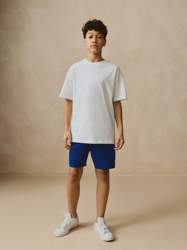 Navy Stripe Single Linen Blend Pull-On Shorts (3-16yrs) - Image 4 of 8