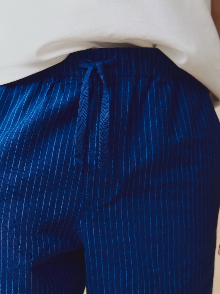 Navy Stripe Single Linen Blend Pull-On Shorts (3-16yrs) - Image 5 of 8