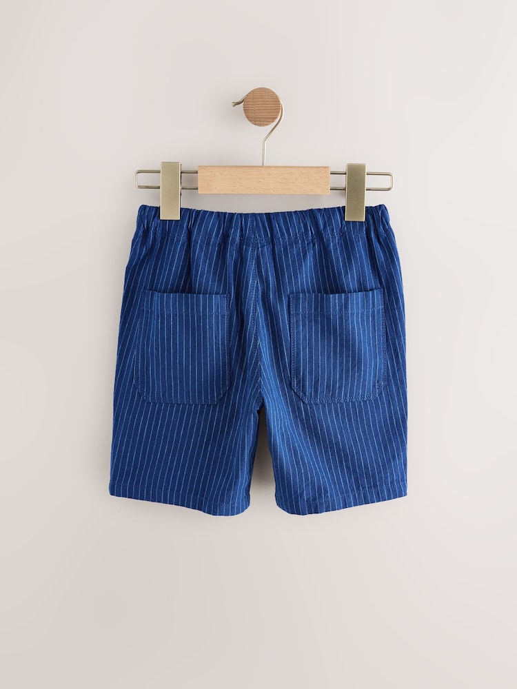 Navy Stripe Single Linen Blend Pull-On Shorts (3-16yrs) - Image 6 of 8