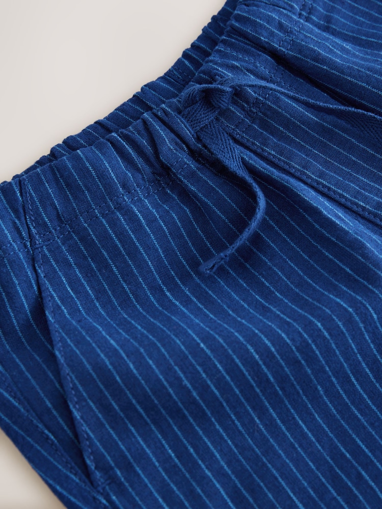 Navy Stripe Single Linen Blend Pull-On Shorts (3-16yrs) - Image 7 of 8