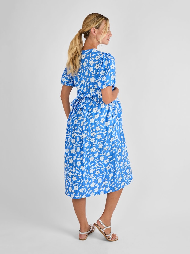 JoJo Maman Bébé Blue Floral Print Maternity Midi Dress - Image 2 of 4