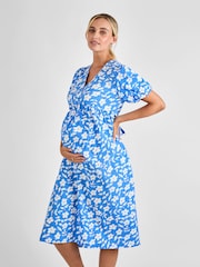 JoJo Maman Bébé Blue Floral Print Maternity Midi Dress - Image 3 of 4