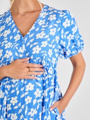 JoJo Maman Bébé Blue Floral Print Maternity Midi Dress - Image 4 of 4