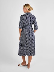 JoJo Maman Bébé Navy Floral Button Through Maternity Midi Shirt Dress - Image 3 of 5