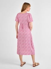 JoJo Maman Bébé Pink Floral Maternity Midi Dress - Image 2 of 4