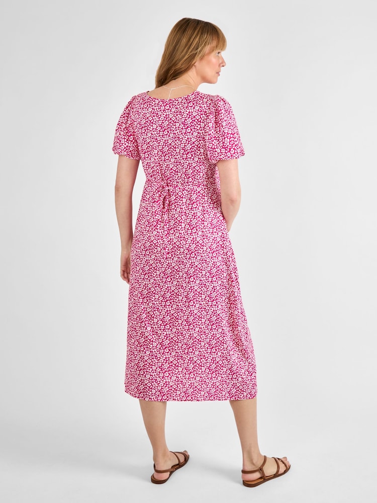 JoJo Maman Bébé Pink Floral Maternity Midi Dress - Image 2 of 4