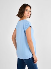 JoJo Maman Bébé Blue Boyfriend Maternity Cotton T-Shirt - Image 2 of 4