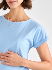JoJo Maman Bébé Blue Boyfriend Maternity Cotton T-Shirt - Image 4 of 4