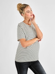 JoJo Maman Bébé Black Oversized Boyfriend Maternity T-Shirt - Image 1 of 4