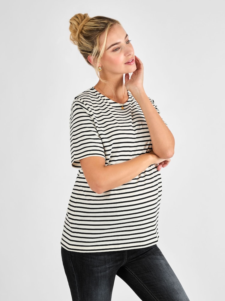 JoJo Maman Bébé Black Oversized Boyfriend Maternity T-Shirt - Image 1 of 4