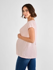 JoJo Maman Bébé Pink V-Neck Maternity Cotton T-Shirt - Image 2 of 4