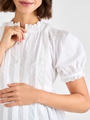 JoJo Maman Bébé White Lace Trim Maternity Pintuck Blouse - Image 5 of 5