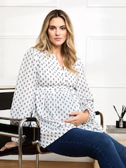 JoJo Maman Bébé Cream Tufted Long Sleeve Maternity 100% Cotton Blouse - Image 1 of 5