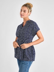 JoJo Maman Bébé Navy Printed Sleeveless Maternity Blouse - Image 1 of 4