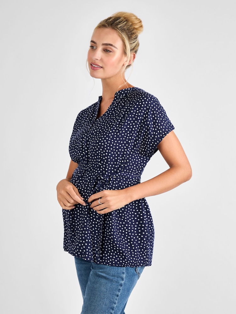 JoJo Maman Bébé Navy Printed Sleeveless Maternity Blouse - Image 1 of 4